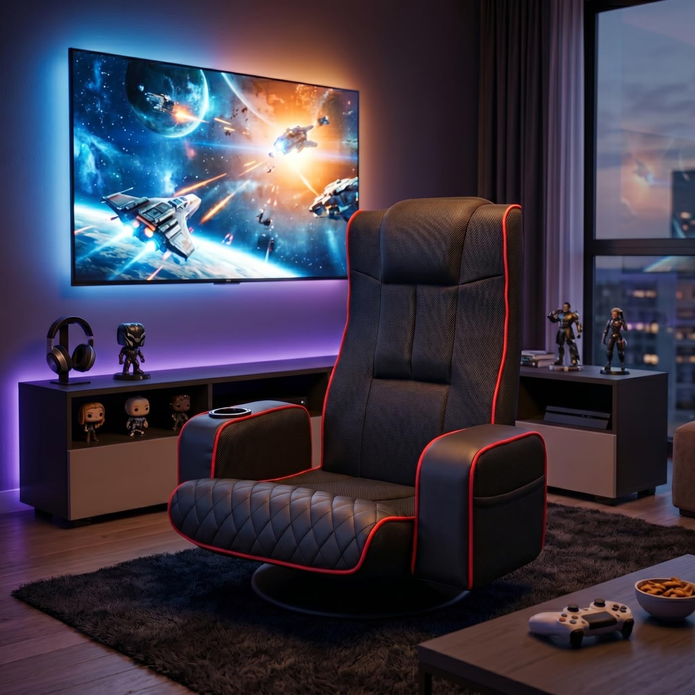 VDD Gaming - Fauteuil Gaming - Fauteuil au Sol - Fauteuil Gaming Noir/Rouge