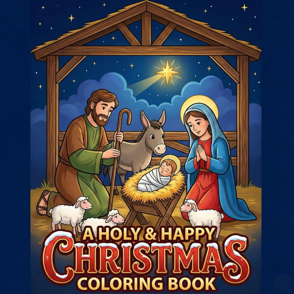 A Holy & Happy Christmas Coloring Book: Size 8.5*8.5 | Pages 104 | Fun Christmas Image of Santa,Jesus,Angle,Celebration,Christmas Tree AND More | Color Test Page Included