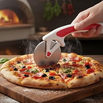 Premium Stainless Steel Pizza Cutter with Sharp Blade & Smooth Rolling Plastic Handle, Paratha, Chapati, Slice Cutter, Kitchen Slicer for Pizza, Sandwich, Pizza Cutter for Kitchen