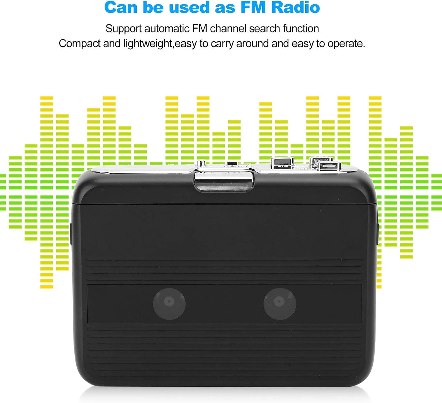 214 Bluetooth Cassette Player, Portable Cassette Player with Headphone, Battery or Power Supply, with AutoReverse Function(Black)