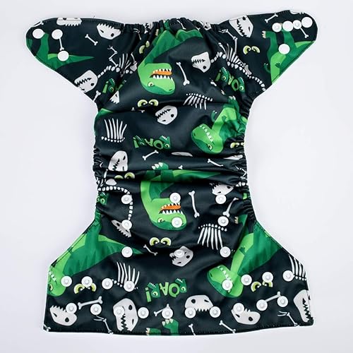 Miniatura 3 de Pañal de bolsillo para bebé, reutilizable, lavable, 8 libras a 36 libras (dinosaurio)