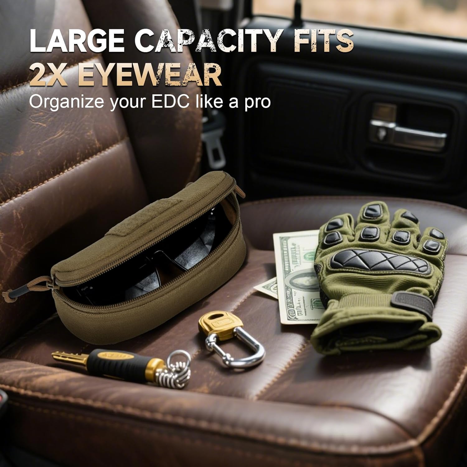 Tactical Molle Glasses Case, Shockproof Eyeglass Pouch, Sunglass Case Hard Shell Protects Glasses - Image 5