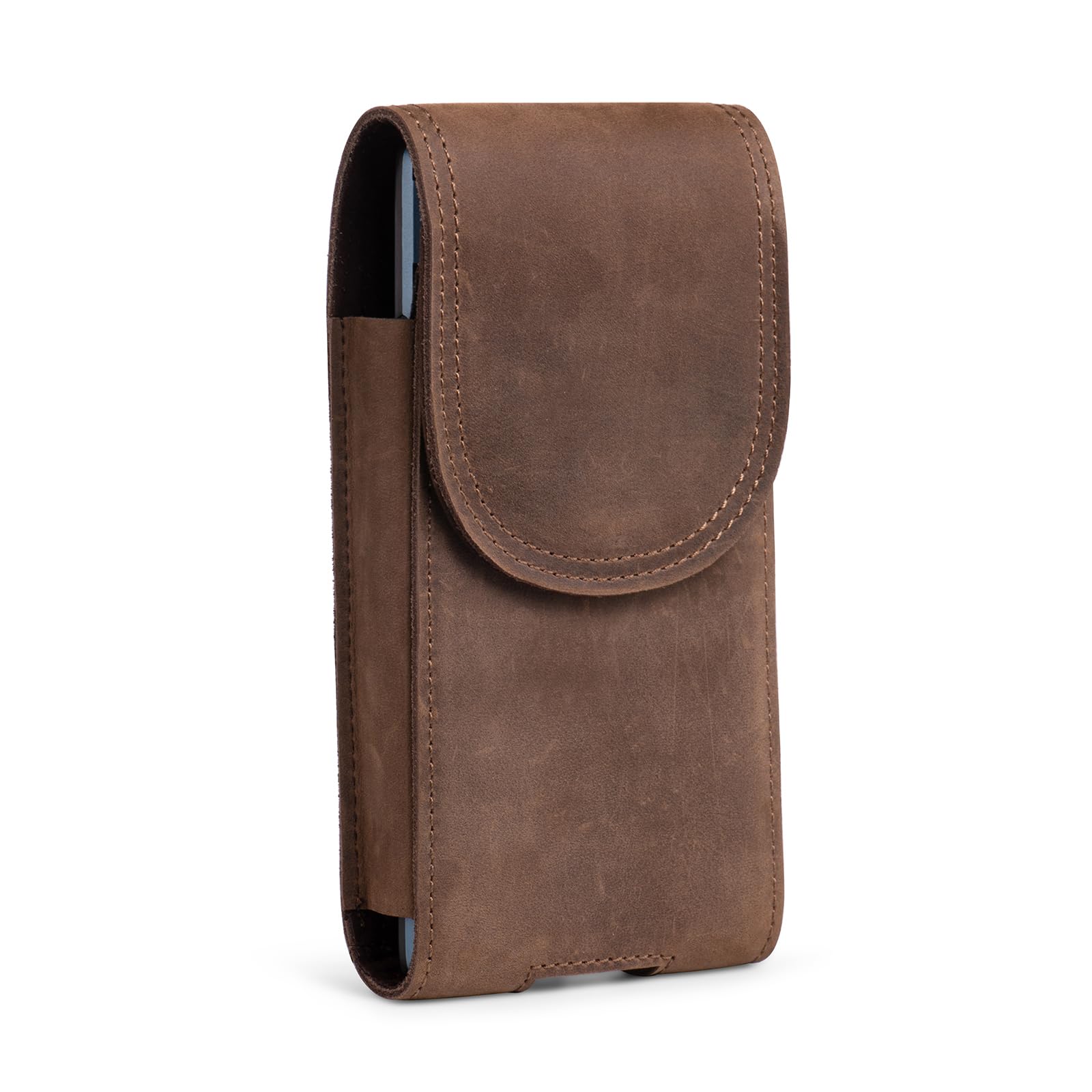 Handy-Holster aus echtem Leder, passend für iPhone 17 16 15 14 Pro Samsung Galaxy S25 S24 S23, Smartphone-Halterung mit Magnetverschluss und Gürtelclip, Handytasche (Retro-Braun)