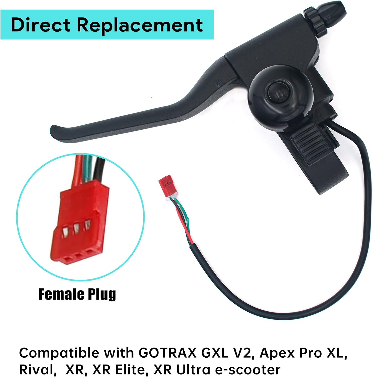 Electric Scooter Left Brake Handle Lever and Brake Cable | Compatible with GOTRAX GXL V2 / Apex Pro / XL / Rival / XR Elite / XR Ultra