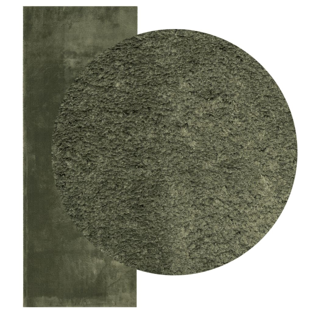 Teppich HUARTE Kurzflor Weich Waschbar Waldgrün 80x200 cm Moderner Läufer für Wohnzimmer Schlafzimmer Flur Flauschiger Teppichläufer 18mm Florhöhe rutschfest Faltbar