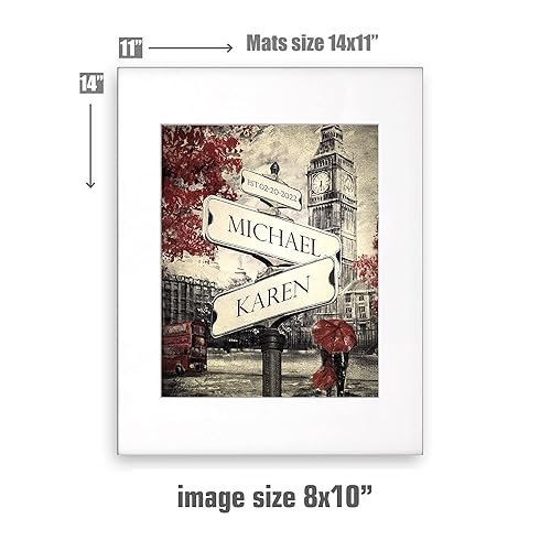 Miniatura 6 de Lovers Cross roads Street view of London Personalized PhotoCanvas Print and Framed Art Gift, includes Names and the Special Date Unique Gift for the
