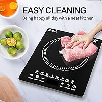 Vista 6 de Placa de inducción portátil, quemador de encimera con multifuncional, estufa eléctrica de 2200 W con vidrio fácil de limpiar, 8 modos de cocina
