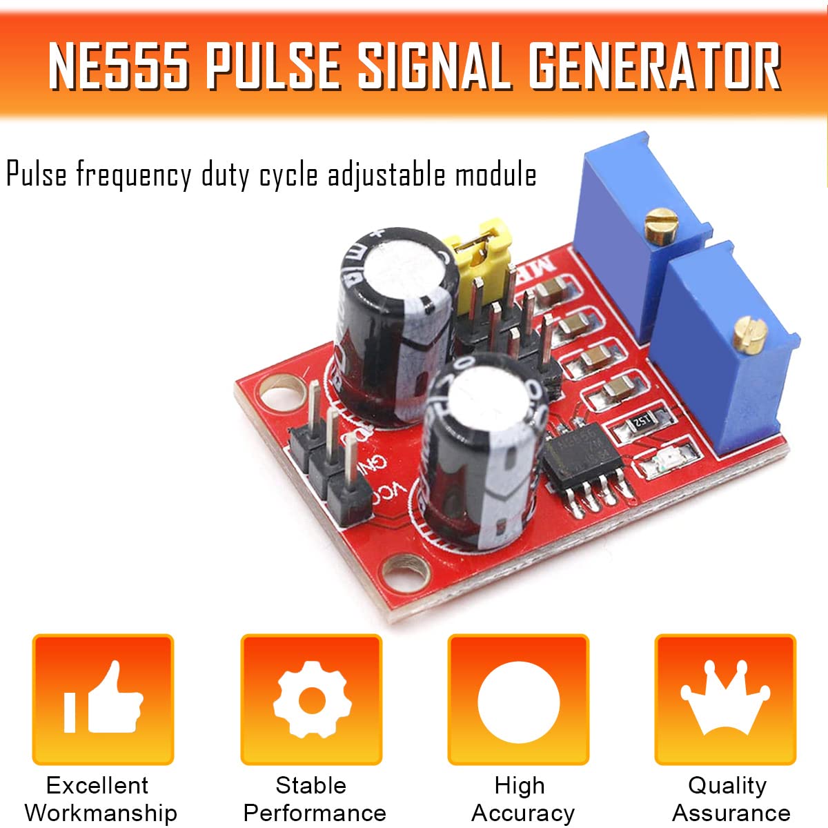 5Pcs NE555 Pulse Frequency Duty Cycle Adjustable Module Rectangular Square Wave Signal Generator Stepper Motor Driver Board Module NE555 Pulse Generator
