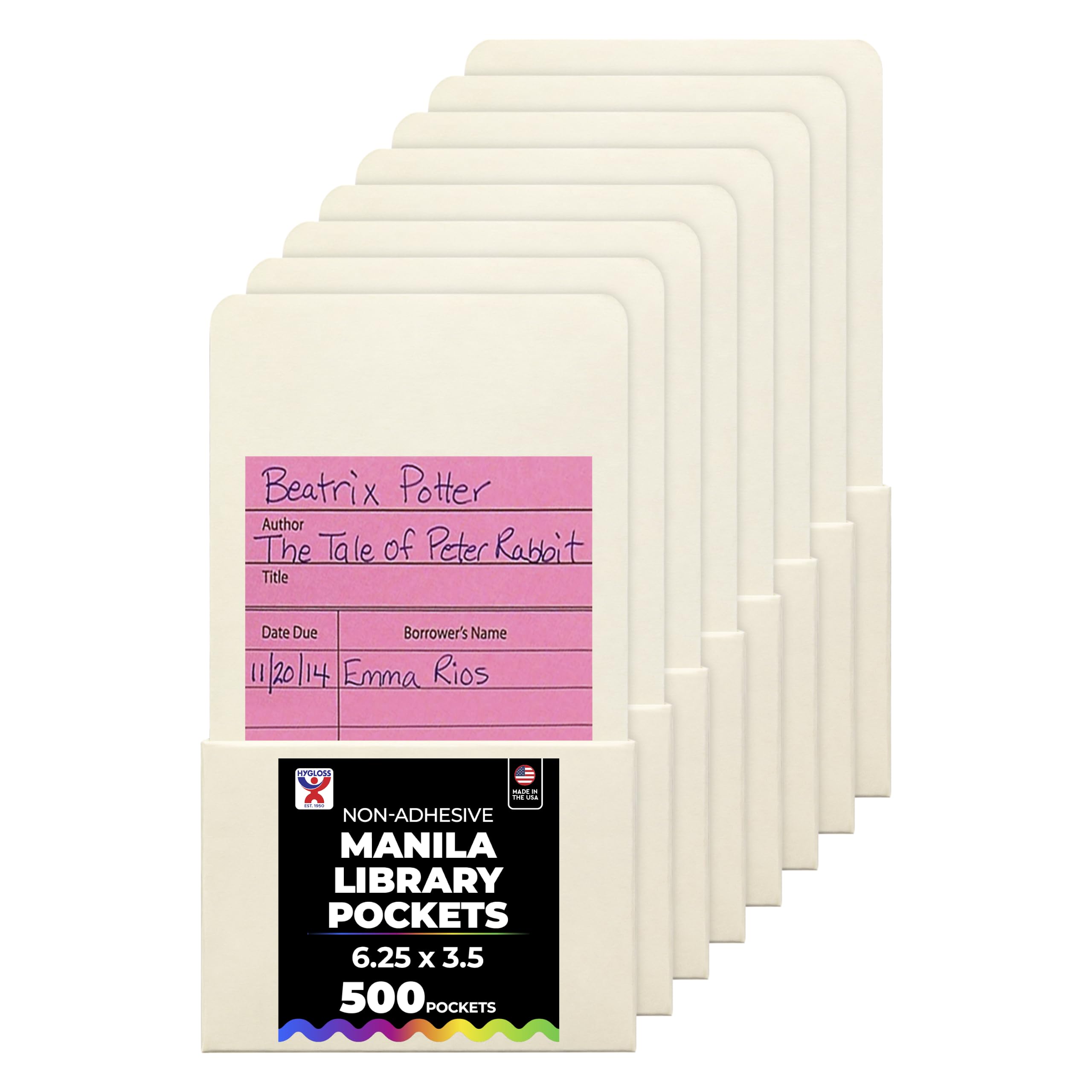 Hygloss Products Manila Library Pockets – Non-Adhesive Pocket Envelopes Made in the USA – 6.25 x 3.5 Inches, 500 Pack