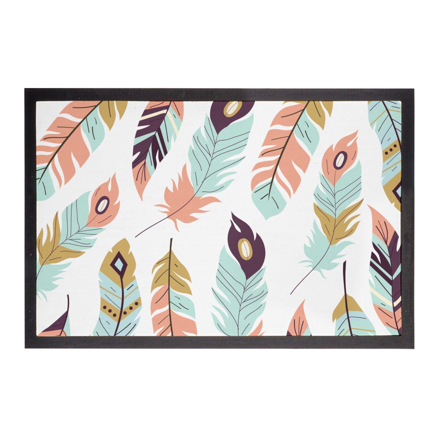 Paillasson plume boho-chic 60x40 cm pour une entrée chaleureuse et ésotérique