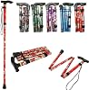 CRYSTAL CROWN® Adjustable and Foldable Walking Stick, Lightweight - Comfortable Grip Durable Walking Aid Mobility Aid Collapsible Walking Stick Green with Flowers