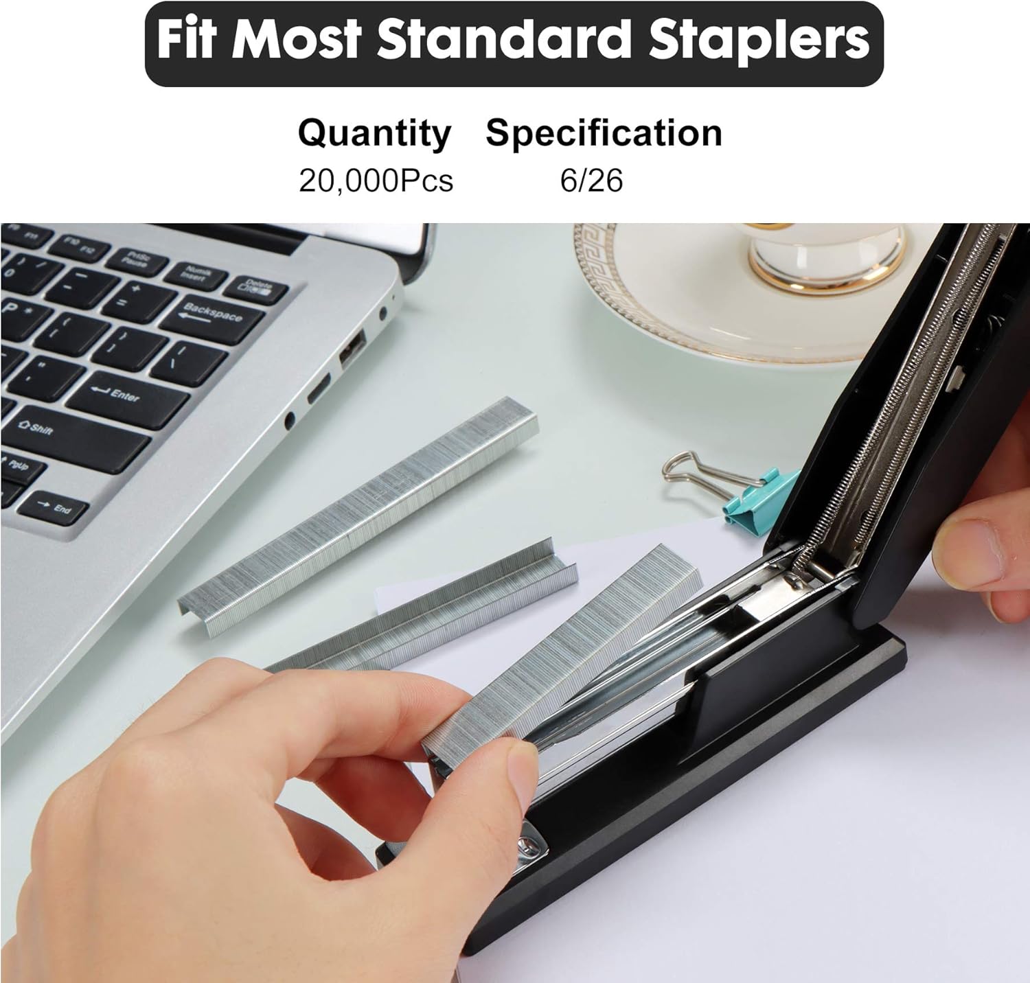 KangBaz 20,000 Staples, Standard Staples for Stapler, 1/4 inch Staples, 5,000/Box, 4 Boxes, 20,000 Staples Total, 20 Sheet Capacity(26/6), Jam Free, Office Staples Standard Size : Office Products