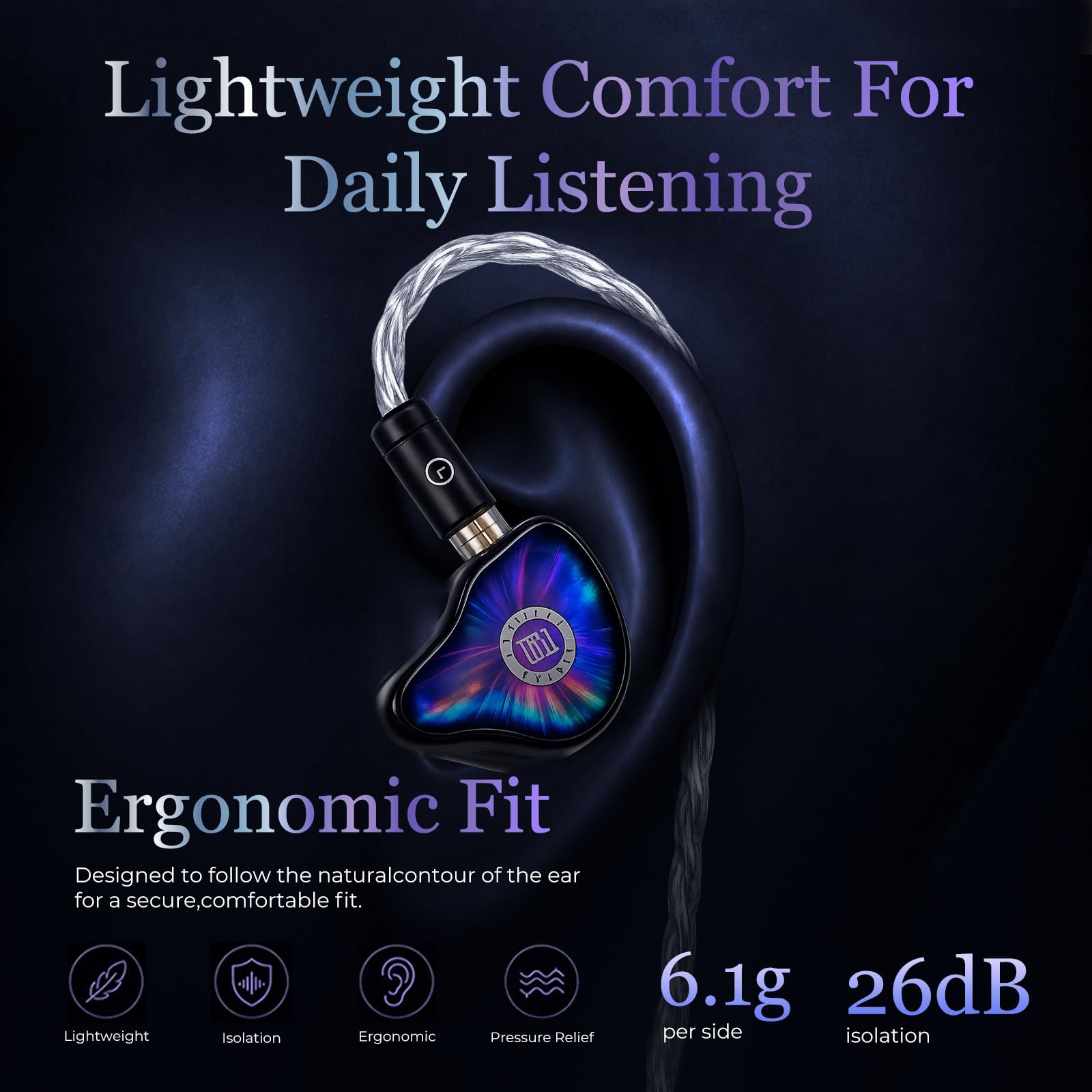 HiFiGo Juzear x KOTO Ne Bula 1DD + 3BA + 1Planar Hybrid In-Ear Monitor, Auriculares con cable, Grabación HiFi y Mixing, Auriculares IEM portátiles para juegos para ingenieros musicales profesionales