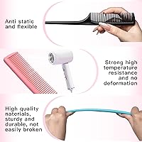 Vista 3 de 24 Pcs Rat Tail Comb Set for Women -Fine Tooth Styling comb with Pick, Anti-Static Heat Resistant Teasing Comb,Professional Hair Parting Tools for