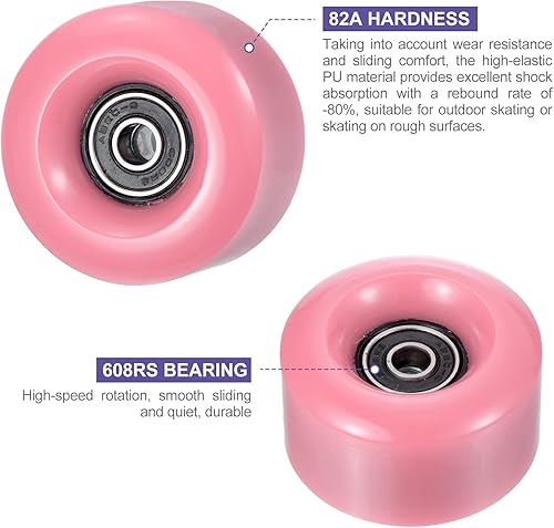 Miniatura 4 de PATIKIL Paquete de 8 ruedas de patinaje de 2.283 in x 1.260 in con rodamiento ABEC-9, ruedas de patinaje de poliuretano 82A y 2 topes de dedos para
