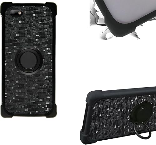 Case Compatible with Celular Kalley Element 5+Plus Phone Case PC backplane + Silicone Soft Frame Cover [360 Metal Ring, Magnetic Car Mount] TZZH-HEI