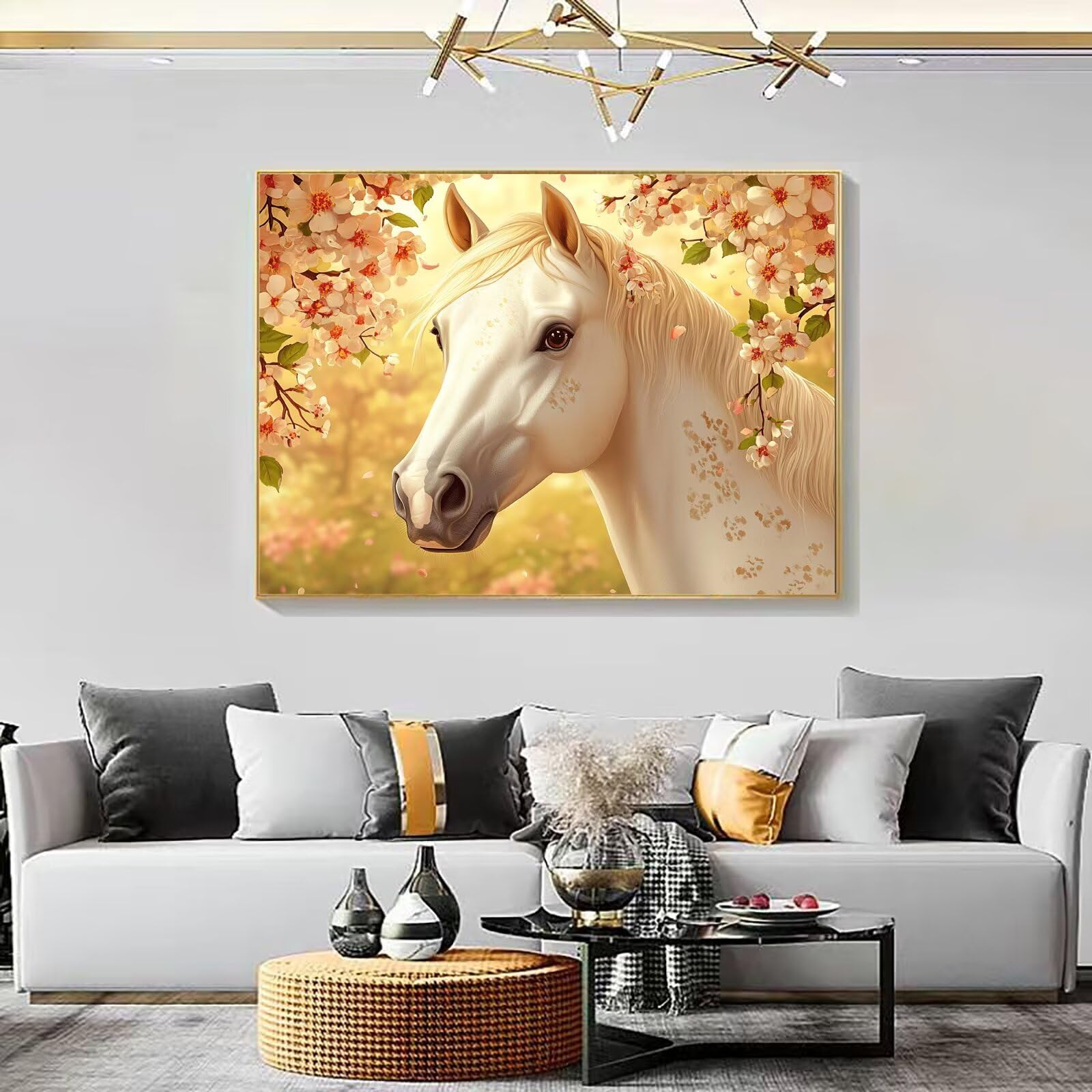Dipingere con i Numeri Adulti fiore cavallo, Quadri da Dipingere Numerati Fai Da Te per Principianti e Adultis, Olio La Pittura di Numeri Kit, Hobby Creativi Adulti, Decorazioni Casa 90x120cm Q3S-328