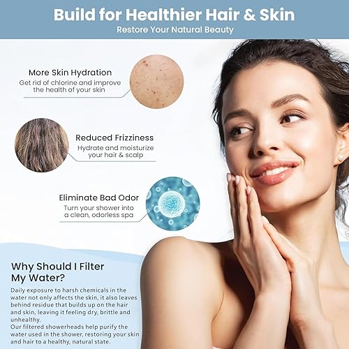 Miniatura 7 de Cabezal de ducha de mano filtrado con interruptor de encendidoapagado, filtro de ducha de alta presión con 3 ajustes de pulverización para agua