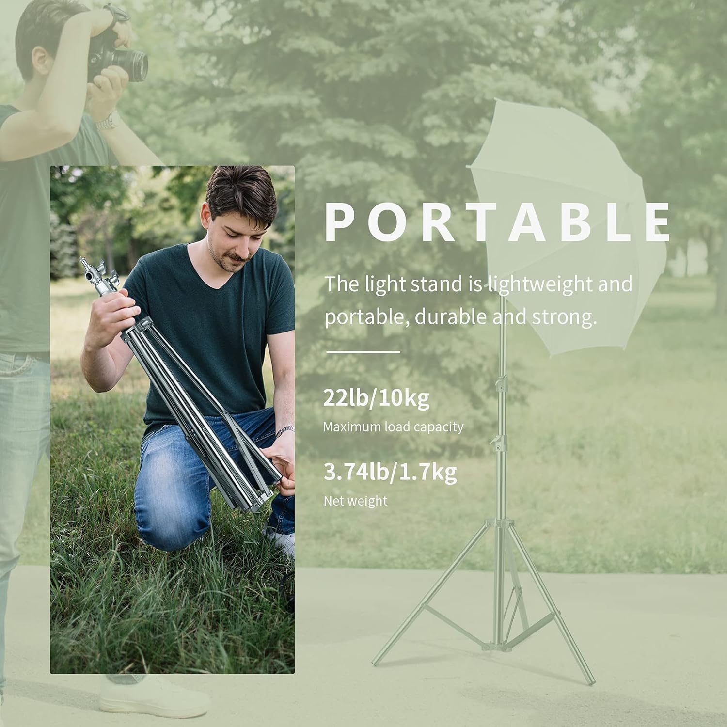 NEEWER 79"/2m Stainless Steel Light Stand, Spring Cushioned Heavy Duty Photography Tripod Stand with 1/4” to 3/8” Universal Screw Adapter for Strobe, LED Video Light, Ring Light, Monolight, Softbox