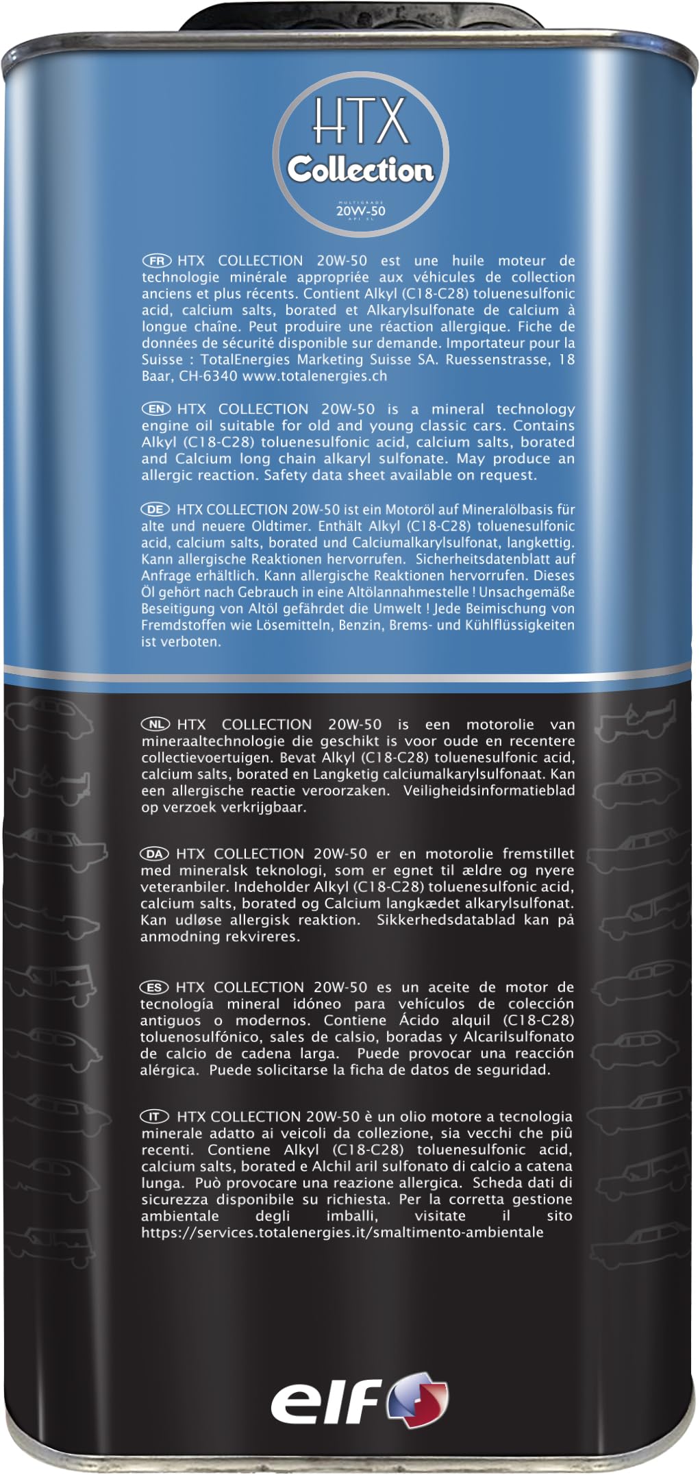 ELF HTX COLLECTION 20W-50, Huile moteur, 5 litres