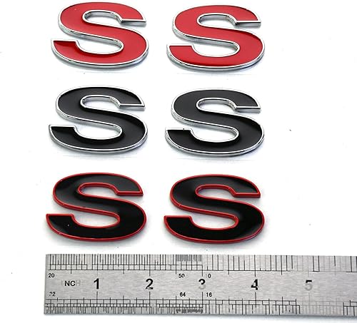 Miniatura 4 de 2 calcomanías para guardabarros Camaro SS 1996-2002 1996-2002, placa de identificación 3D, repuesto para SS (rojo plateado)