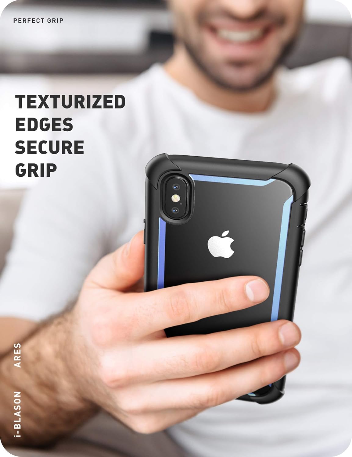 i-Blason Ares Designed for iPhone Xs Case, iPhone X Case, Full-Body Rugged Clear Bumper Case with Built-in Screen Protector for iPhone Xs 5.8 Inch (2018 Release) (Blue)