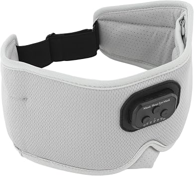 Bluetooth Sleep Eyeshade, 3D Comfortable Ice Silk Eyeshade with Wireless Sound and 20 White Noise Options for Side Sleeper Relaxation Gray