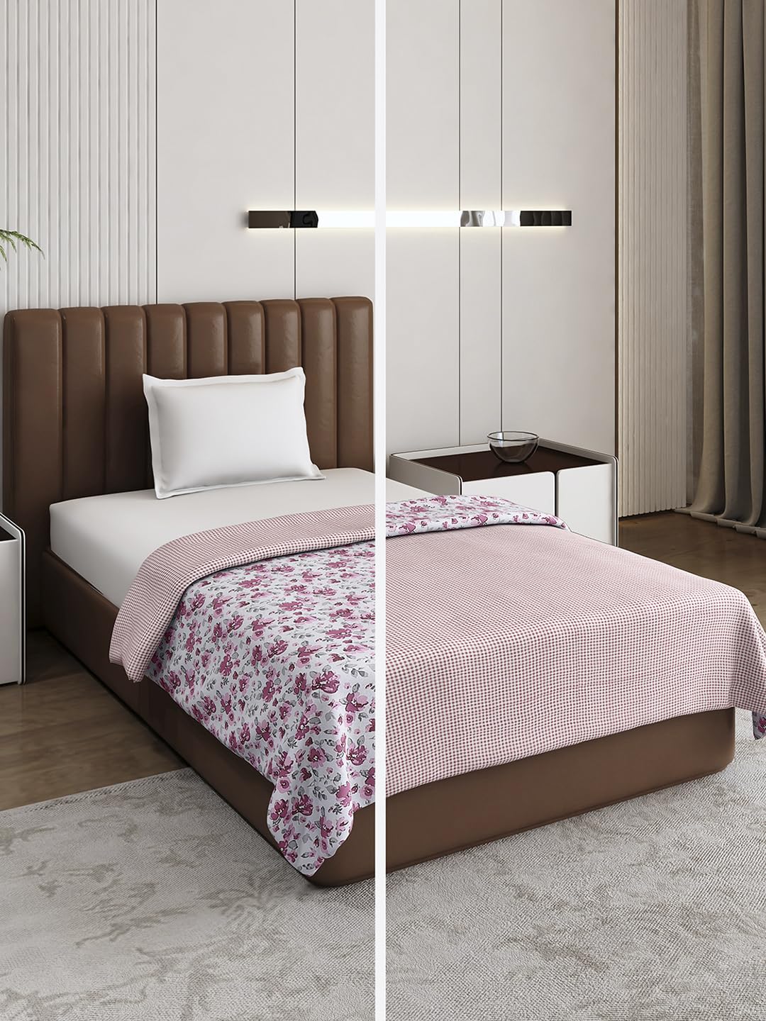 Monte Carlo Pink Printed Single Bed 136 TC Dohar (Width 150 CM, Length 220 CM) – 11