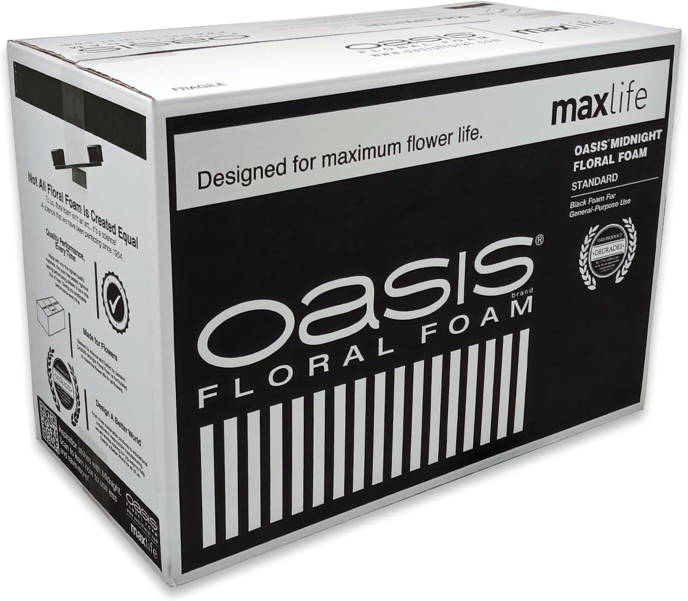 OASIS Midnight Floral Foam, Standard Brick – Black Wet Floral Foam for Fresh Flowers – Professional Florist Grade – 48 Brick Case