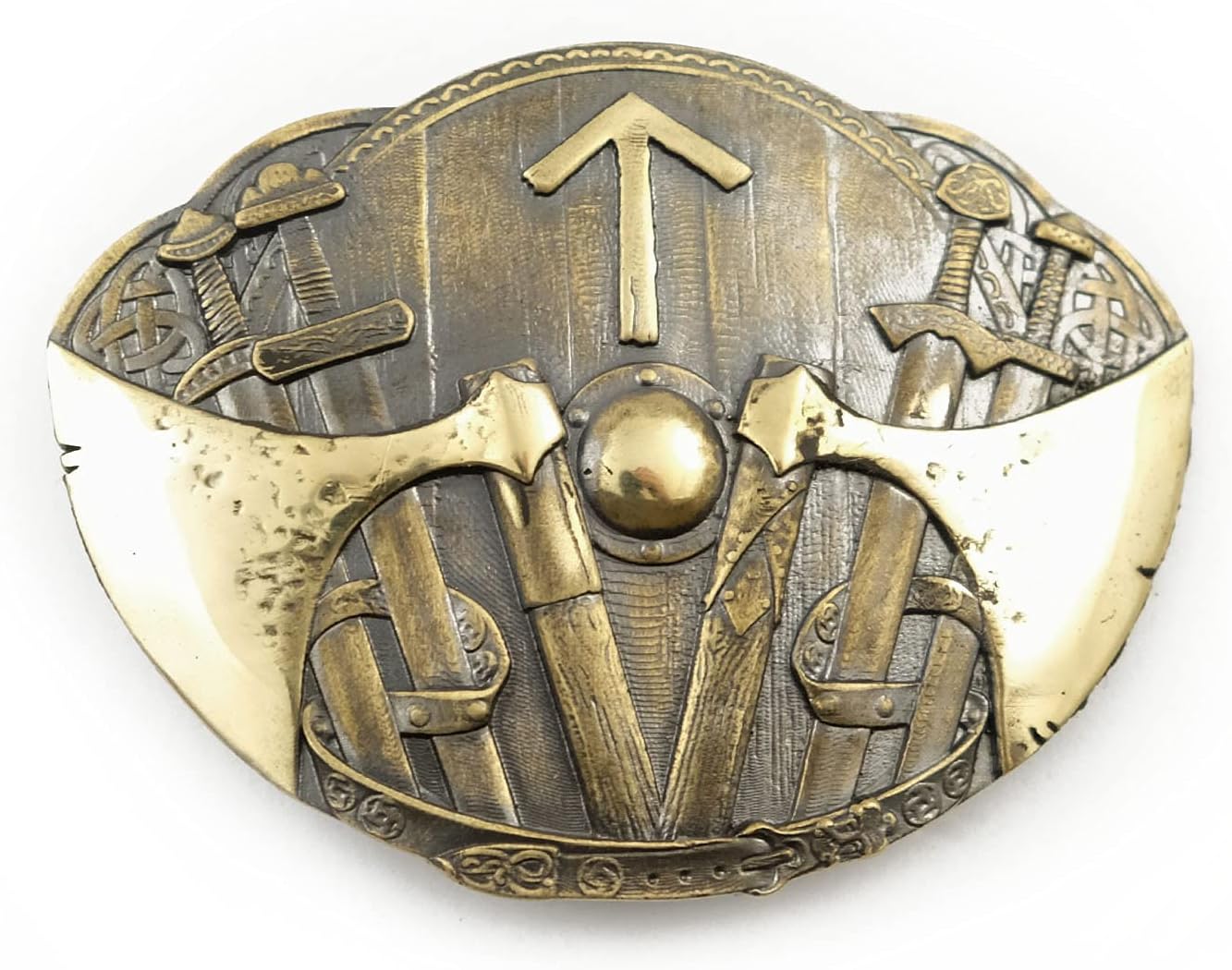 Tiwaz belt buckle, Old Norse Scandinavian Nordic Celtic Viking Pagan TYR runic solid brass belt buckle for casual 1.5 or 1.8 inches belts