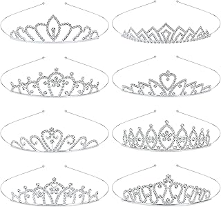 8 Pack Birthday Tiaras for Girls, Rhinestone Crystal Princess Crowns, Silver Headbands Tiara, Party Dance Homecoming Wedding Bridals Crown for Women Princess Tiaras for Girl (Pack B)