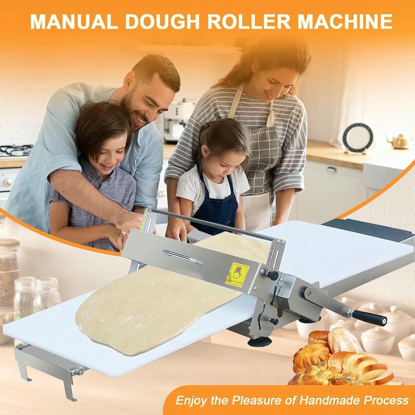 Máquina Laminadora De Masa Comercial, Laminadora De Hojaldre Reversible Y Rodillo para Fondant, Rodillo De Masa Manual, Plegable para Panaderías, Pasteles~/