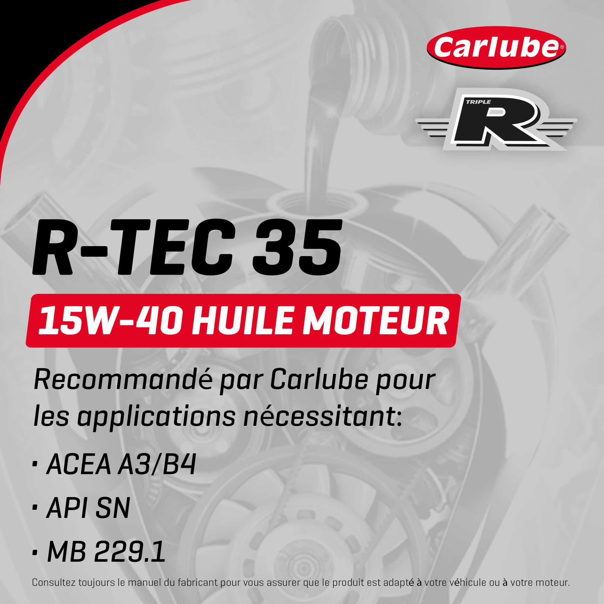 Carlube Triple R 15W-40 Aceite mineral para motor de automóvil, 1 L (Paquete de 2)