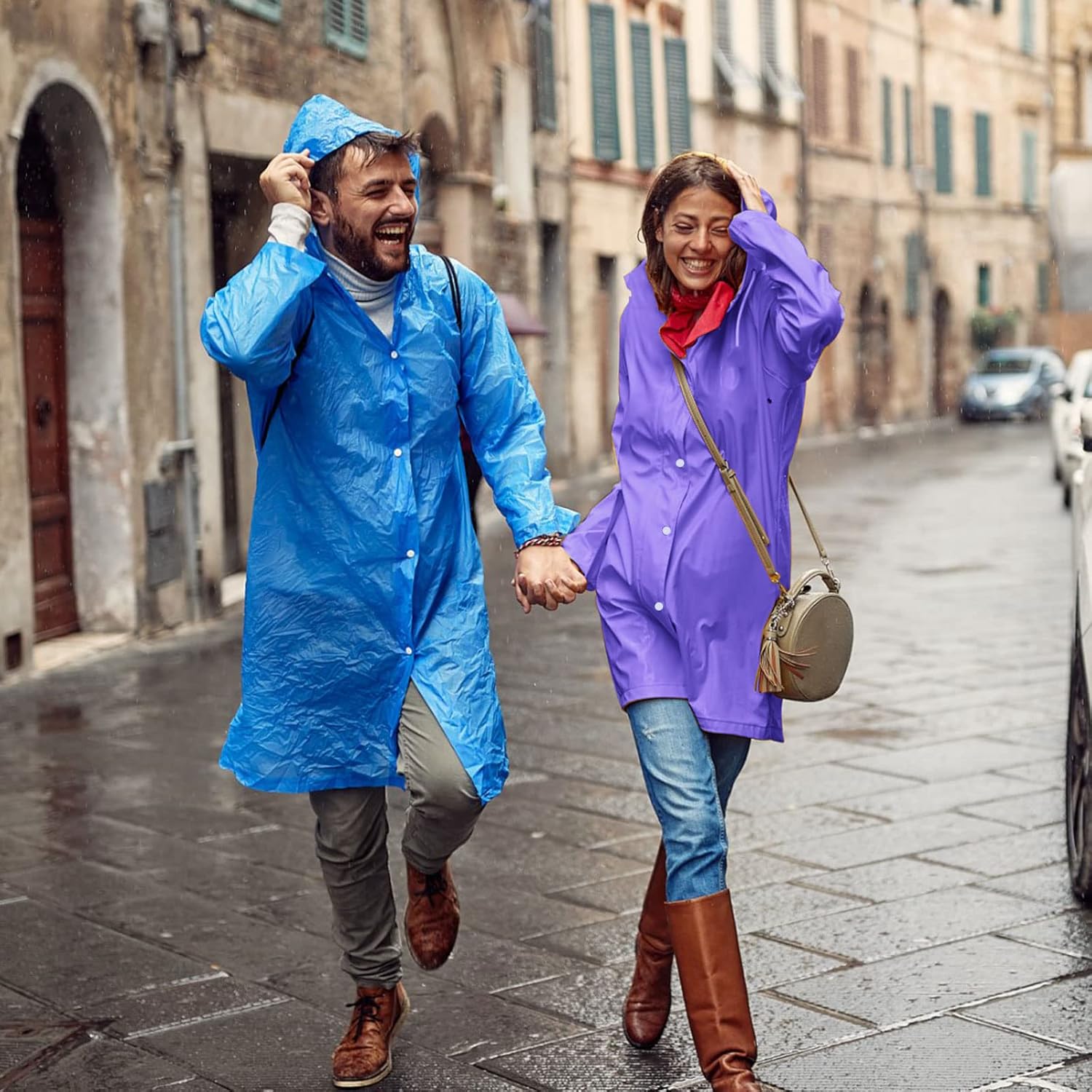 JaGely 7 Pack Rain Poncho Set Colorful Reusable Rain Jacket EVA Waterproof Raincoat for Adults - Image 6