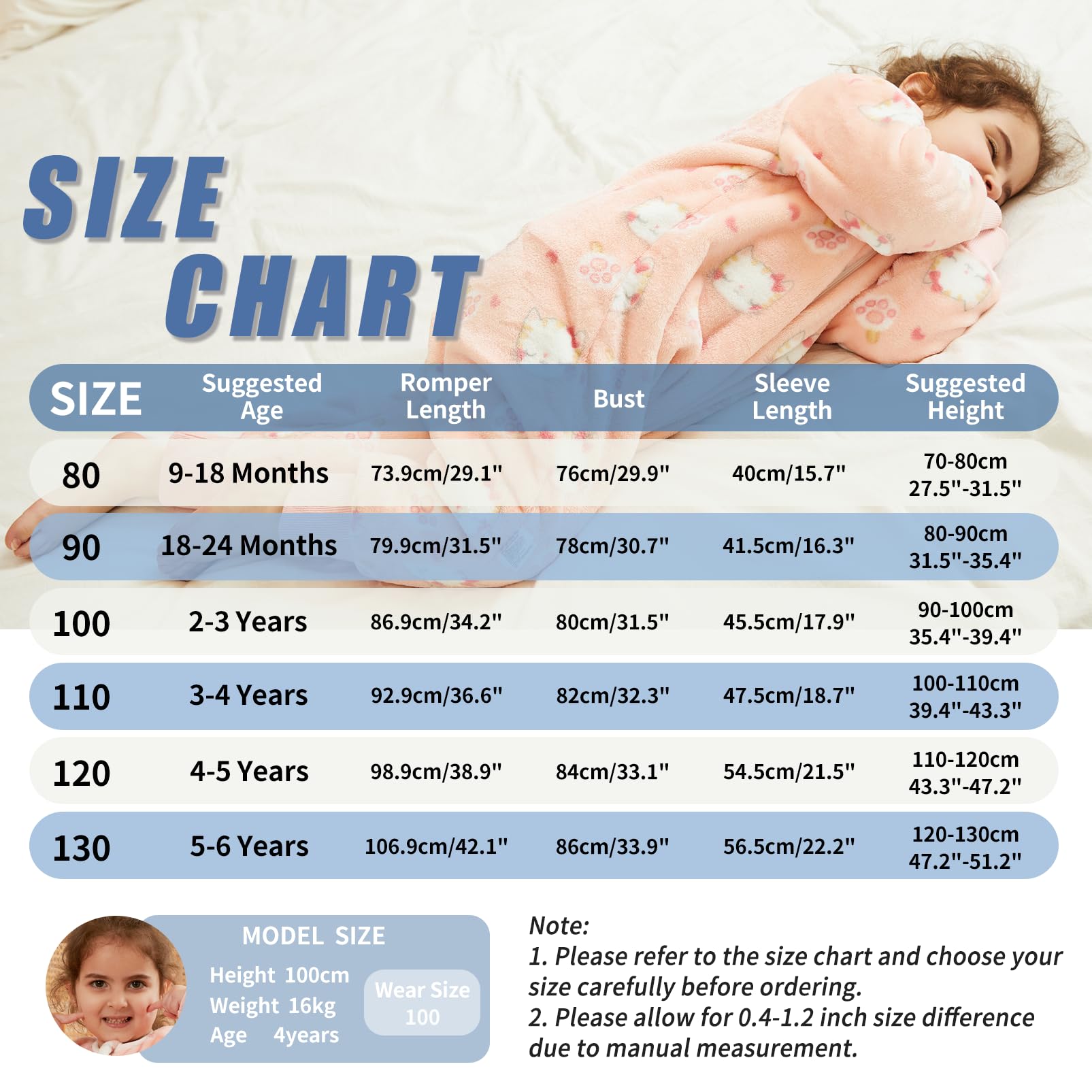 Saco Dormir Bebé con Pies Pijama Saco Bebé, Invierno Franela Pelele Ropa para Dormir con Manga Larga, Pijama Manta Bebé Niñas Niños con Cremalleras Dibujos Animados Buzo Bebé 0-6 Años