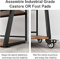 Vista 7 de Natwind 23.6"x19.7" Large Printer Stand,3 Tier Printer Table with Charging Station, Rolling Cart with Adjustable Storage Shelf for Home Office