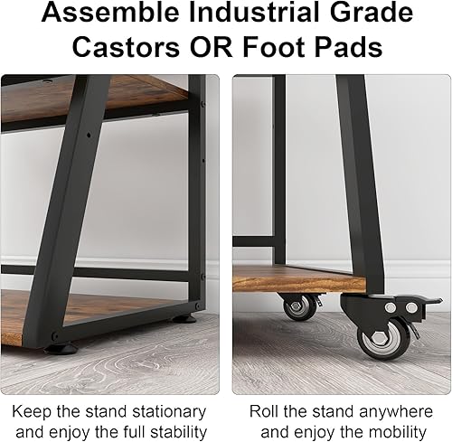 Miniatura 7 de Natwind Soporte de impresora grande de 23.6 x 19.7 pulgadas, mesa de impresora de 3 niveles con estación de carga, carrito rodante con estante de