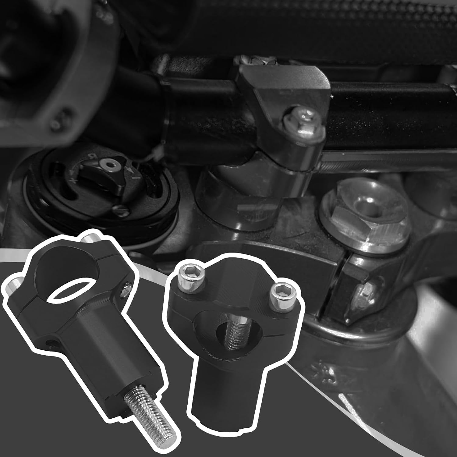 Handlebar Riser - Cycling Fat Handlebar Mount Clamp - Aluminum Alloy Heavy Duty Motorbike Accessories for Road Mountain Urban Riding