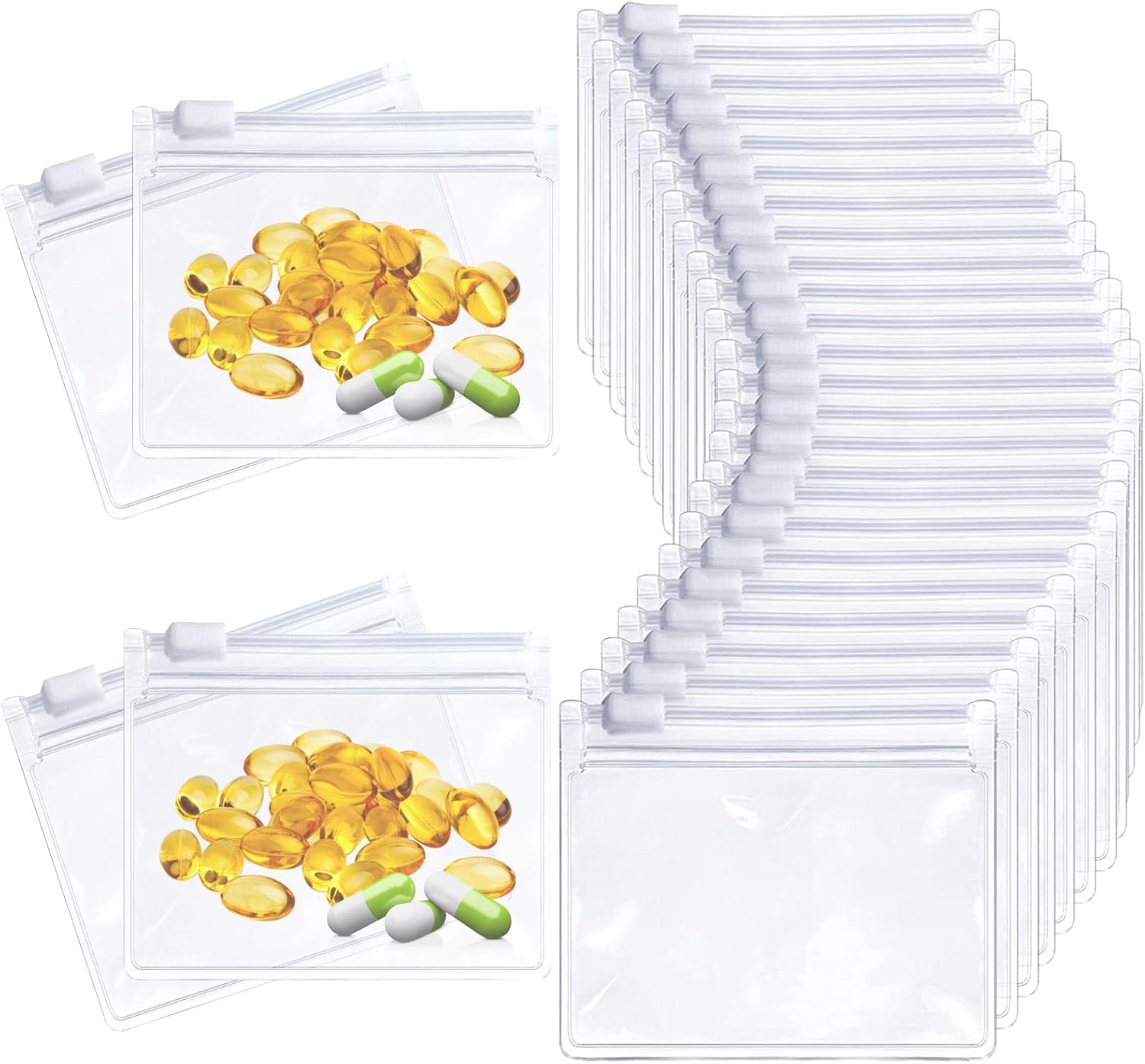 CertBuy 100 Pcs Pill Pouch Bags Zippered, Reusable Pill