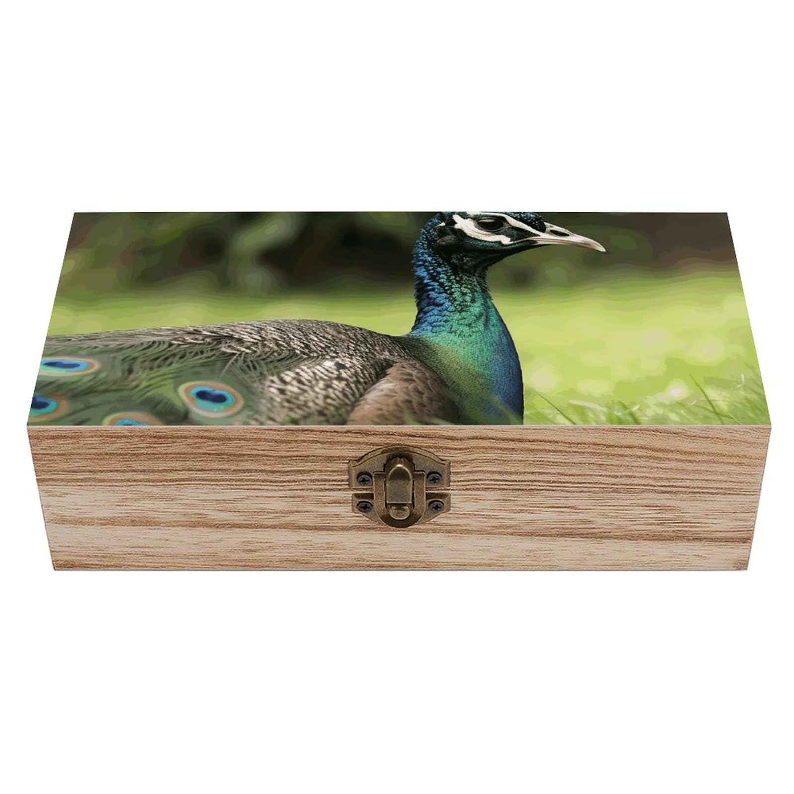 Boîte de rangement en bois avec couvercle imprimé animaux pour souvenirs et bijoux