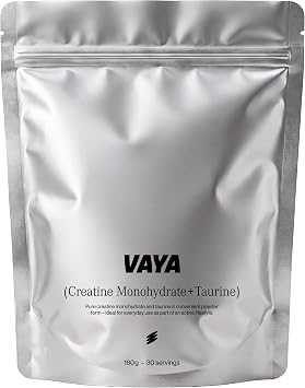 VAYA® Creatine Monohydrate + Taurine Powder - The Original - 5000 mg Creatine & 1000 mg Taurine per Serving - Neutral in Taste & Immediately Soluble - Vegan No Sugar - 180 g (30 Servings)