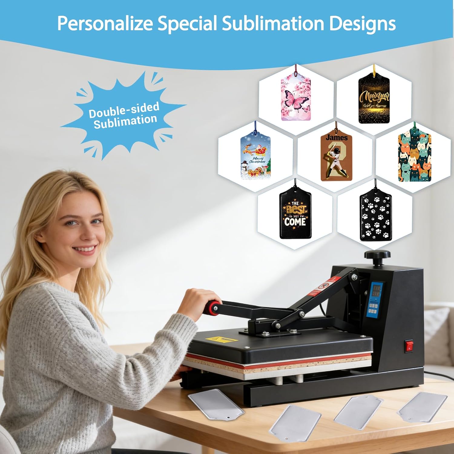 Sublimation Blank Luggage Tag Double-Sided | 12 Sets Ideal Sublimatable Suitcase Labels with Colorful Strings & Thank You Cards | Customized Lightweight Neoprene Badge Gift to Men Women Teens