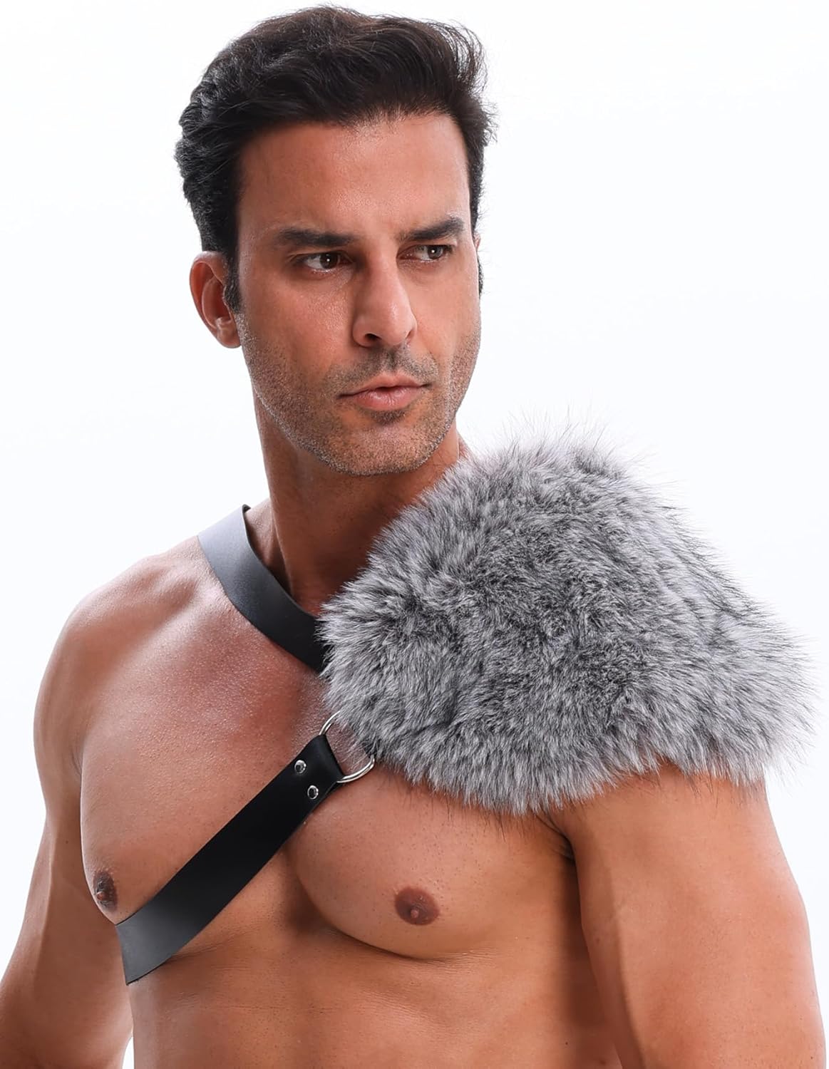 LA CARRIE Viking Faux Leather Single Pauldron Shoulder Armor Harness Men Medieval Guards Warrior Costume LARP Accessory - Image 2