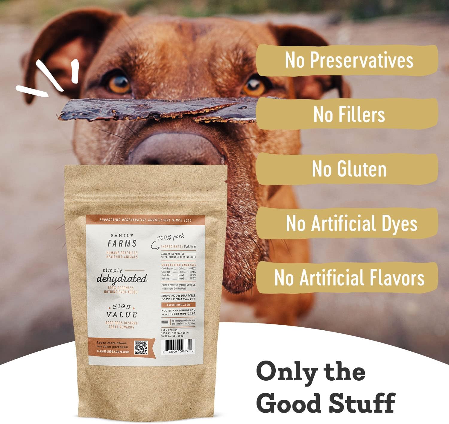 Farm Hounds - Pork Liver - Premium Natural Jerky for Dogs - Made from 100% Humanely Raised Pork - Organ Treats - Great for Training & Treats - No Added Fillers - Made in USA - 4 oz - 2 Pack