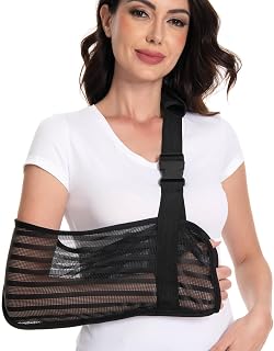 Arm Sling for Broken Arm Torn Rotator Cuff Shoulder Elbow Wrist Injury Mesh Adults Support Brace for Men and Women (Black)