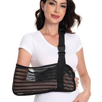 Arm Sling for Broken Arm, Torn Rotator Cuff, Shoulder, Elbow, Wrist Injury, Mesh Support Brace for Men and Women Black, One Size