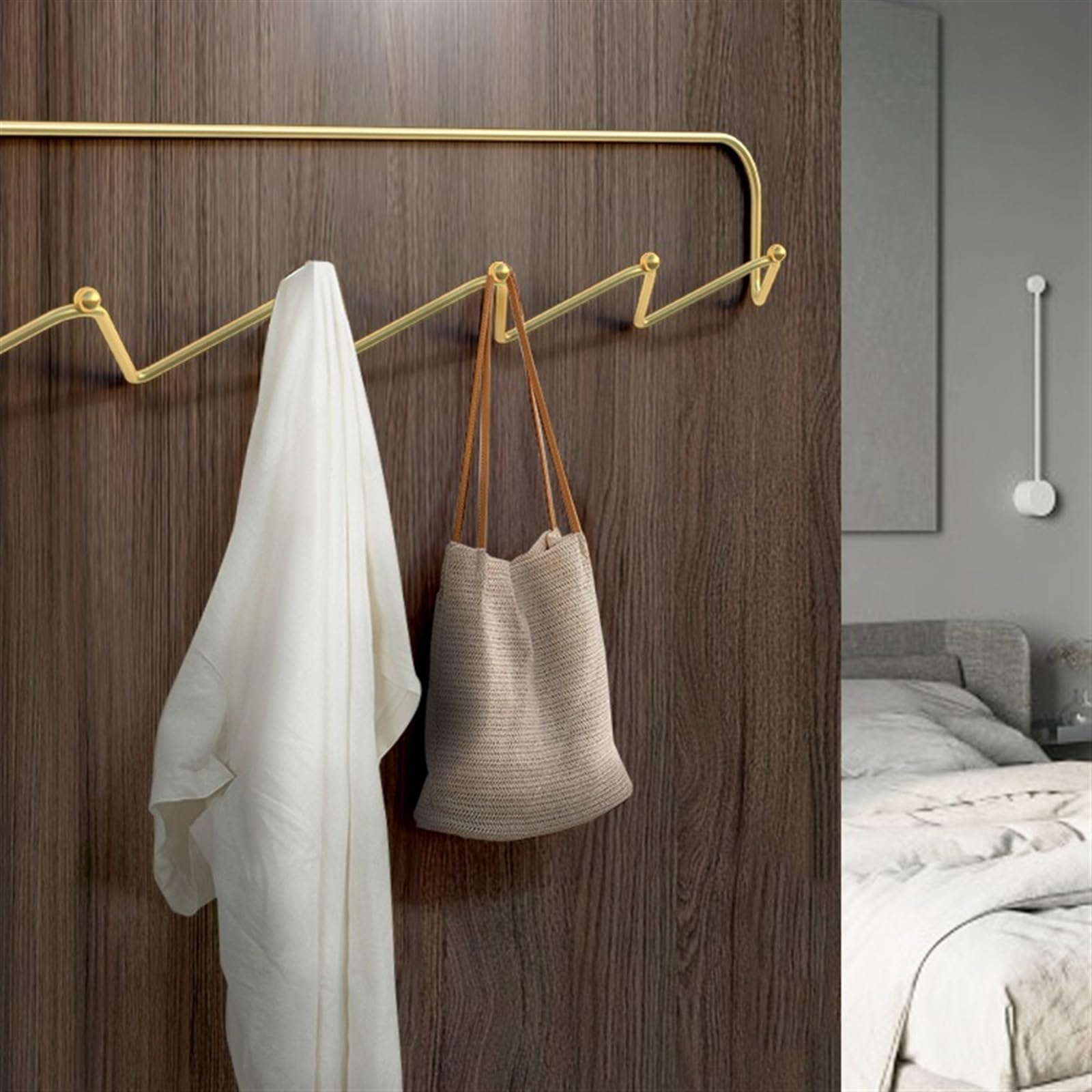 Ganchos para abrigos Perchero montado en la pared Lujo ligero simple en la puerta Perchero for colgar ropa Sombrero Puerta detrás de la pared de entrada Colgar en la pared Ganchos de pared de entrada