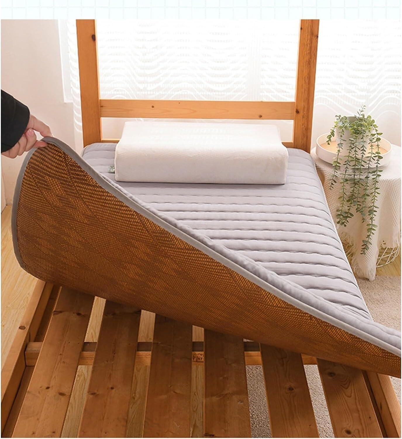 QUINTO Gris,90 x 190 cm, Matelas de Sol de futon Japonais Tatami Pliable Tatami Matelas de futon à Haut Soutien Matelas de dortoir Portable Matelas de Couchage pour Enfant Adulte