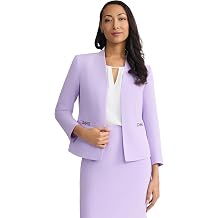 Kasper Womens Kasper Petite Open-Front Seamed Blazer with Buckle-Trim Pockets