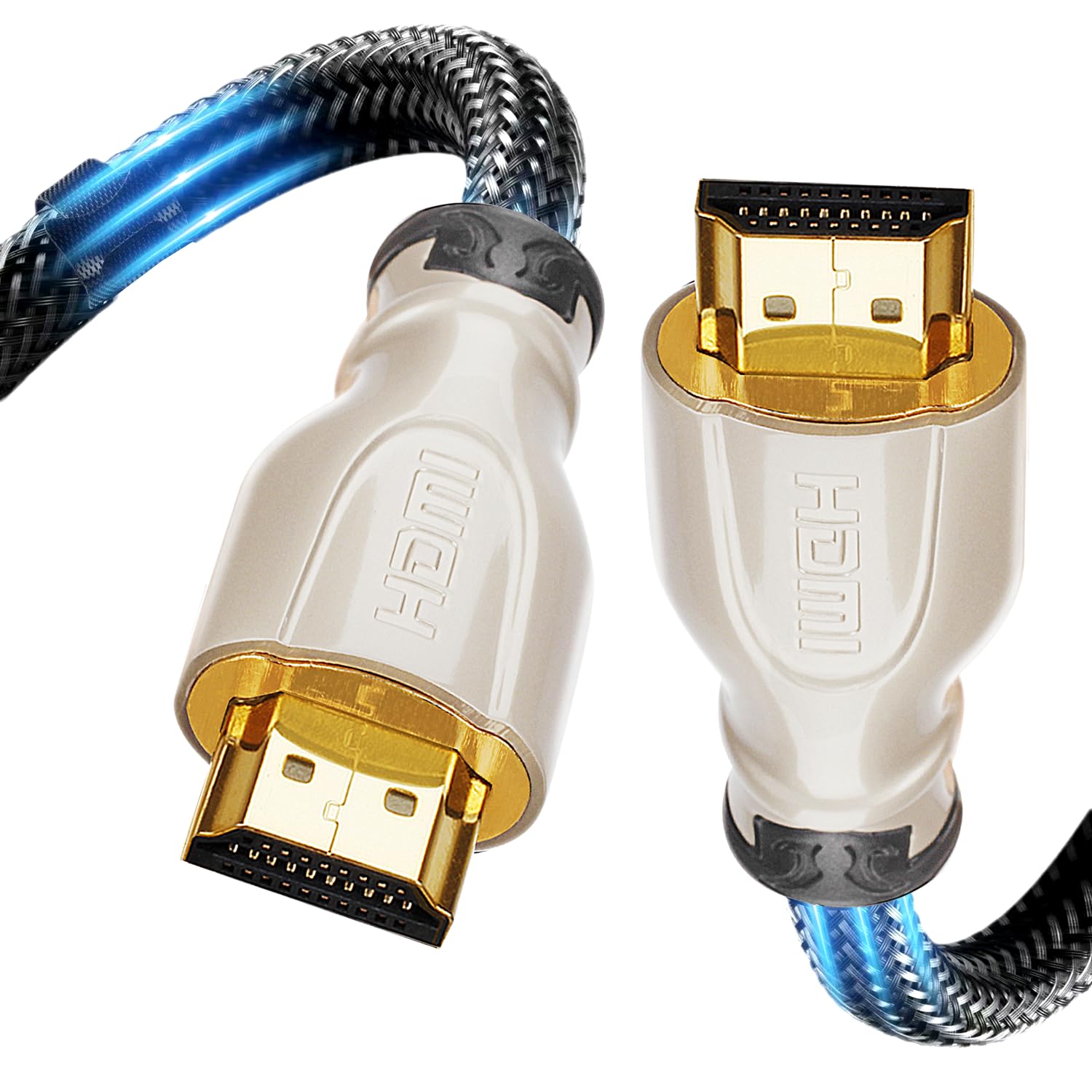 4K HDMI Cable 30FT ，Braided High Speed HDMI Cord with Ethernet Support 4K 60Hz 2160P 1080P 3D ARC Compatible with UHD TV Monitor Computer Xbox 360 PS5 PS4 Blu-ray and More (Gun Black)